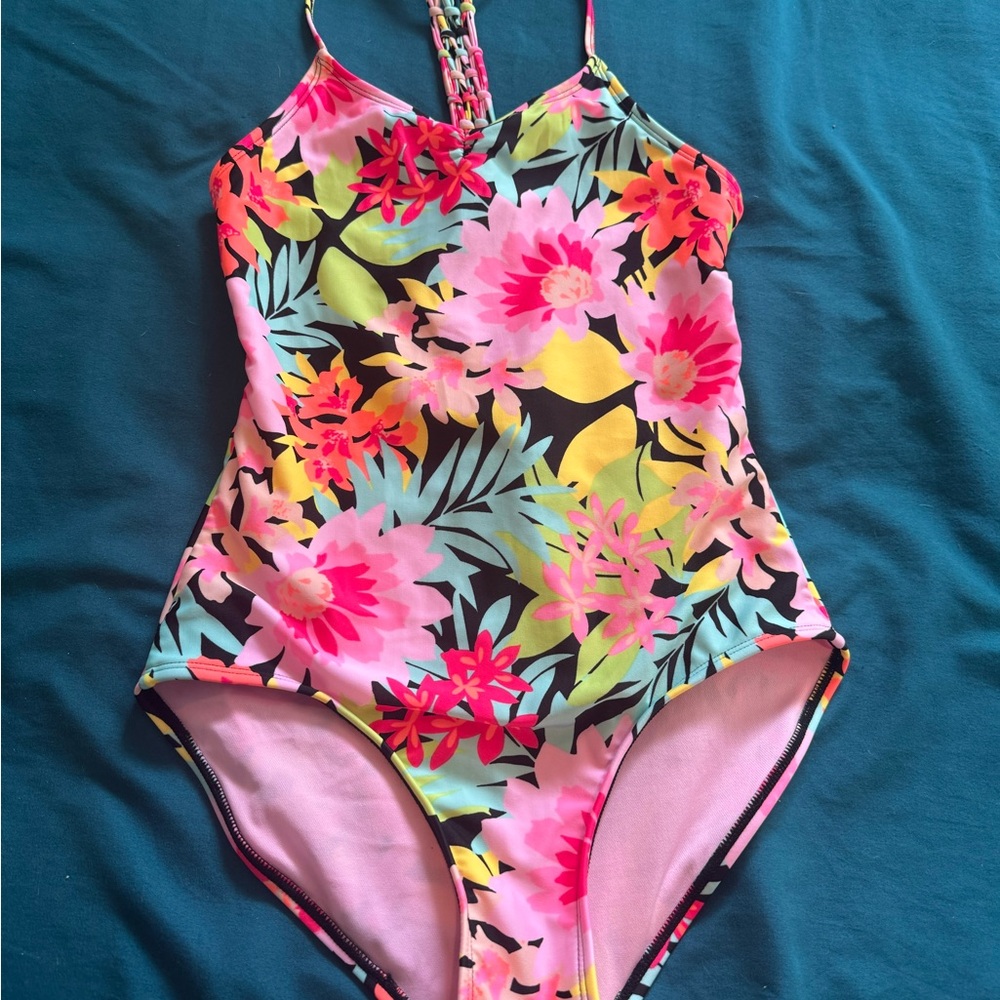 art class Pink Multicolor Floral One-Piece Swimsuit